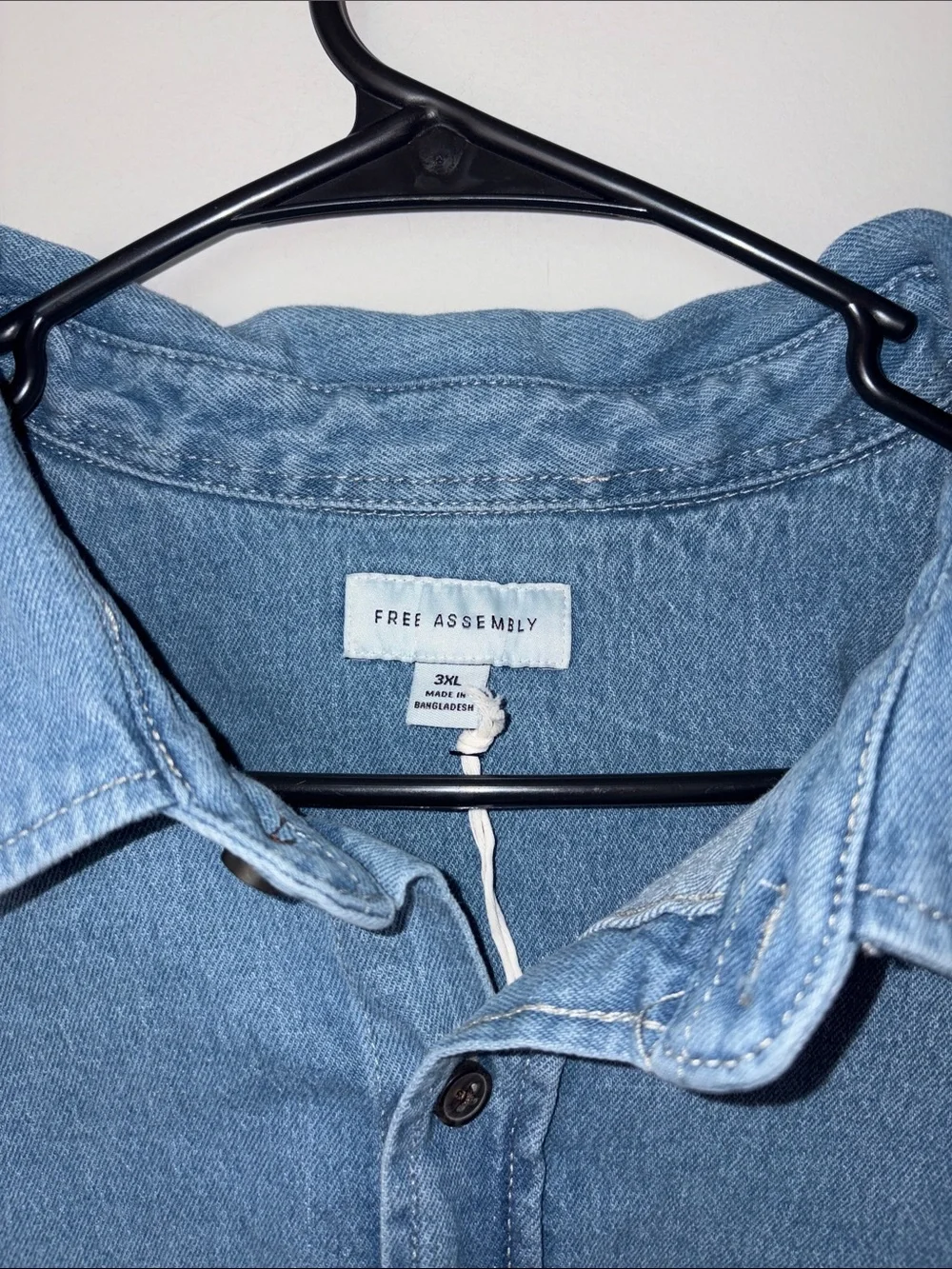Free Assembly Men's Heavyweight Denim Overshirt with Long Sleeves, Sizes 3XL